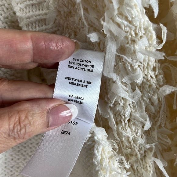 Leo & Sage Womens Cardigan Sweater Open Front Shaggy Faux Fur White M/L - Picture 7 of 9